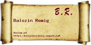 Balozin Remig névjegykártya